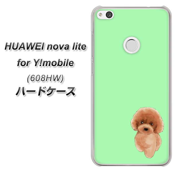 HUAWEI nova lite for Y!mobile 608HW 高画質仕上げ 背面印刷 ハードケース【YJ052 トイプードルレッド( グリーン)】