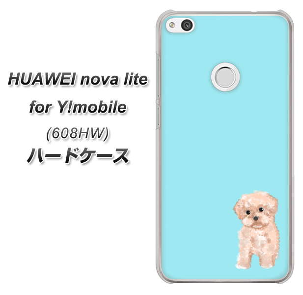 HUAWEI nova lite for Y!mobile 608HW 高画質仕上げ 背面印刷 ハードケース【YJ062 トイプードルアプリコット(ブルー)】
