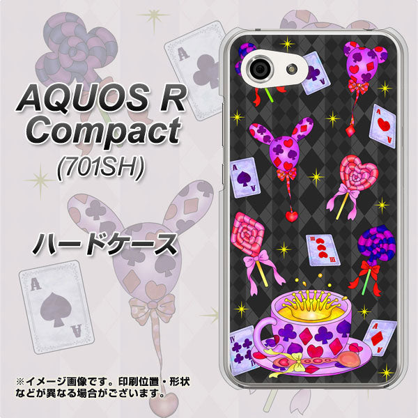 Softbank アクオスR コンパクト 701SH 高画質仕上げ 背面印刷 ハードケース【AG818 トランプティー(黒)】