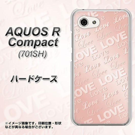 Softbank アクオスR コンパクト 701SH 高画質仕上げ 背面印刷 ハードケース【SC841 エンボス風LOVEリンク(ローズピンク)】