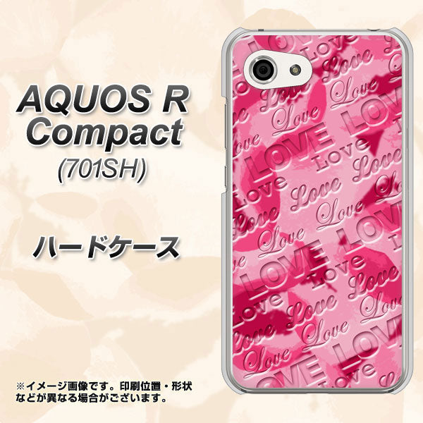 Softbank アクオスR コンパクト 701SH 高画質仕上げ 背面印刷 ハードケース【SC845 フラワーヴェルニLOVE濃いピンク(ローズアンディアン)】