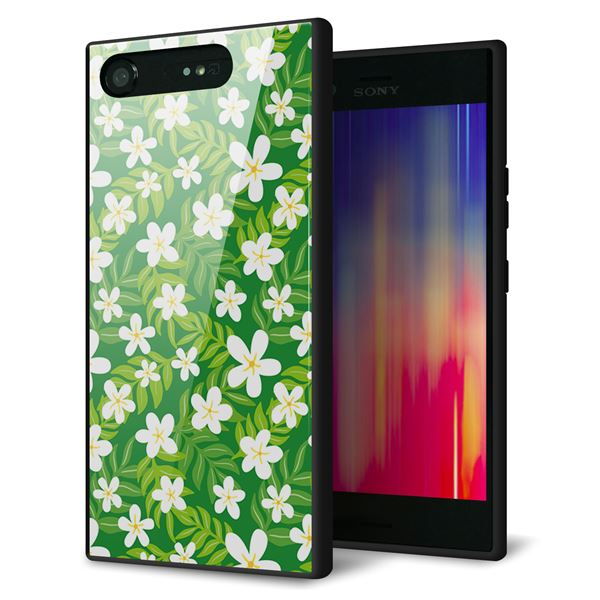 SoftBank エクスペリア XZ1 701SO 強化ガラス&TPUスマホケース ガラプリ【760 ジャスミンの花畑】