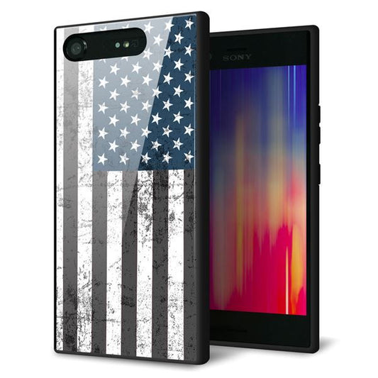 SoftBank エクスペリア XZ1 701SO 強化ガラス&TPUスマホケース ガラプリ【EK864 アメリカンフラッグビンテージ】