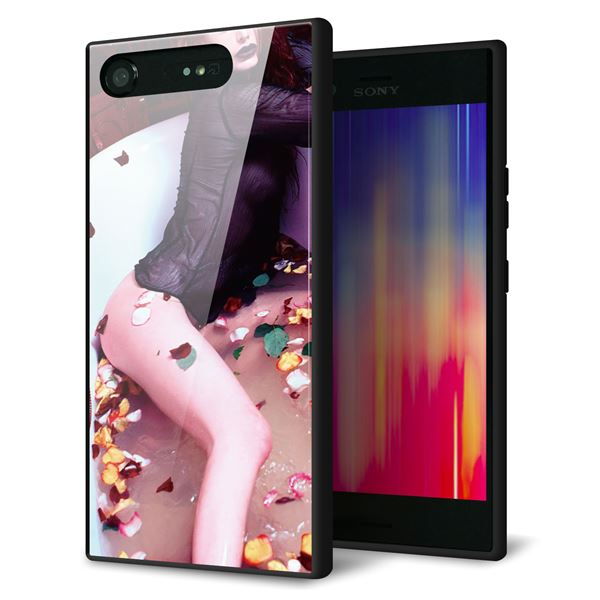SoftBank エクスペリア XZ1 701SO 強化ガラス&TPUスマホケース ガラプリ【KM885 バラ風呂】