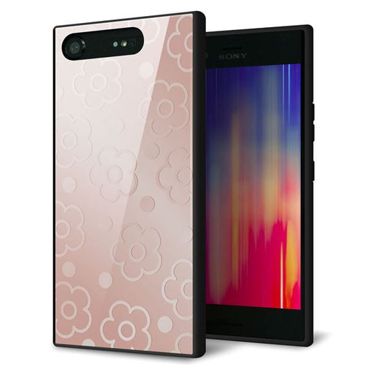 SoftBank エクスペリア XZ1 701SO 強化ガラス&TPUスマホケース ガラプリ【SC843 エンボス風デイジーシンプル(ローズピンク)】