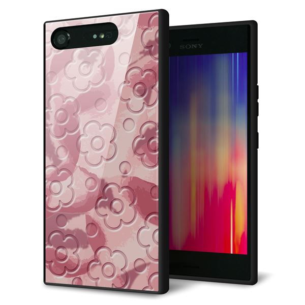 SoftBank エクスペリア XZ1 701SO 強化ガラス&TPUスマホケース ガラプリ【SC846 フラワーヴェルニ花ピンク(ローズヴェルール)】