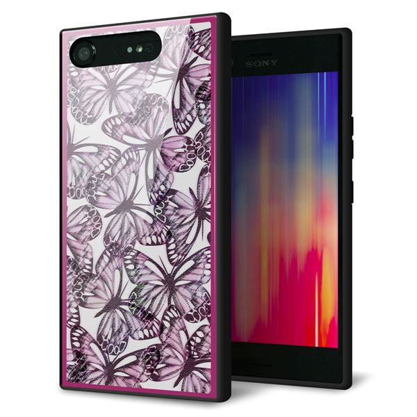 SoftBank エクスペリア XZ1 701SO 強化ガラス&TPUスマホケース ガラプリ【SC904 ガーデンバタフライ ピンク】