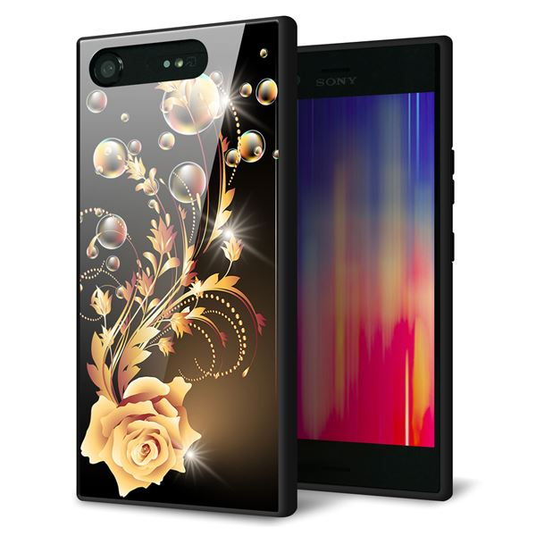 SoftBank エクスペリア XZ1 701SO 強化ガラス&TPUスマホケース ガラプリ【VA823 気高きバラ】