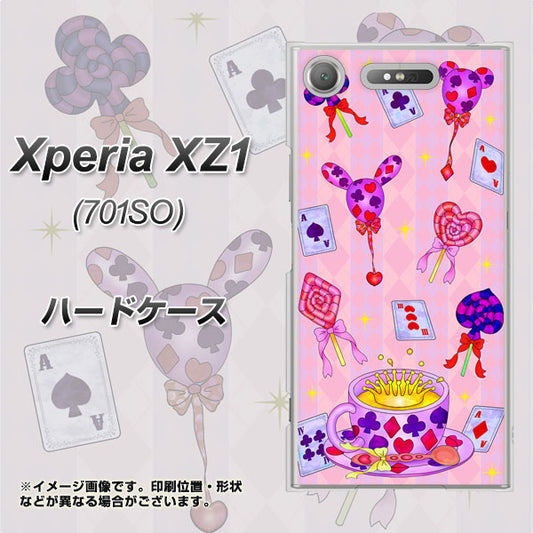 SoftBank エクスペリア XZ1 701SO 高画質仕上げ 背面印刷 ハードケース【AG817 トランプティー（ピンク）】