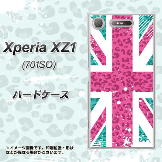 SoftBank エクスペリア XZ1 701SO 高画質仕上げ 背面印刷 ハードケース【SC807 ユニオンジャック ピンクヒョウ柄】