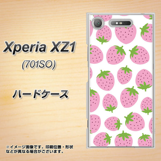 SoftBank エクスペリア XZ1 701SO 高画質仕上げ 背面印刷 ハードケース【SC809 小さいイチゴ模様 ピンク】