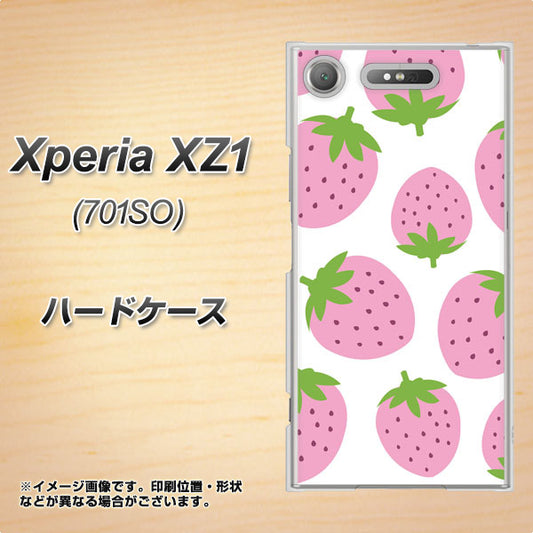 SoftBank エクスペリア XZ1 701SO 高画質仕上げ 背面印刷 ハードケース【SC816 大きいイチゴ模様 ピンク】