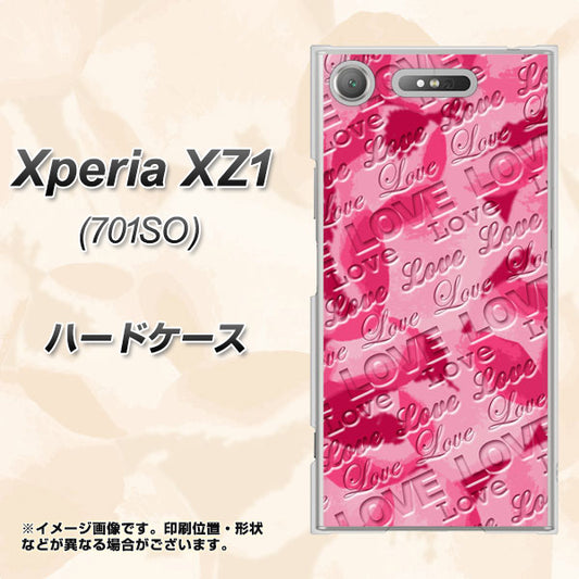 SoftBank エクスペリア XZ1 701SO 高画質仕上げ 背面印刷 ハードケース【SC845 フラワーヴェルニLOVE濃いピンク（ローズアンディアン）】