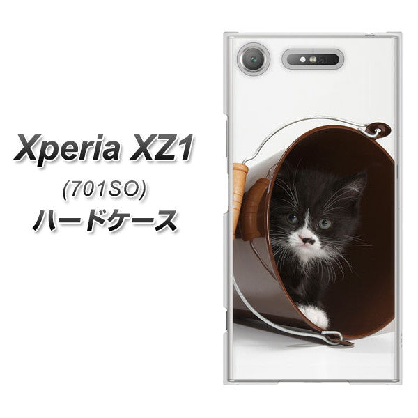 SoftBank エクスペリア XZ1 701SO 高画質仕上げ 背面印刷 ハードケース【VA800 ネコとバケツ】