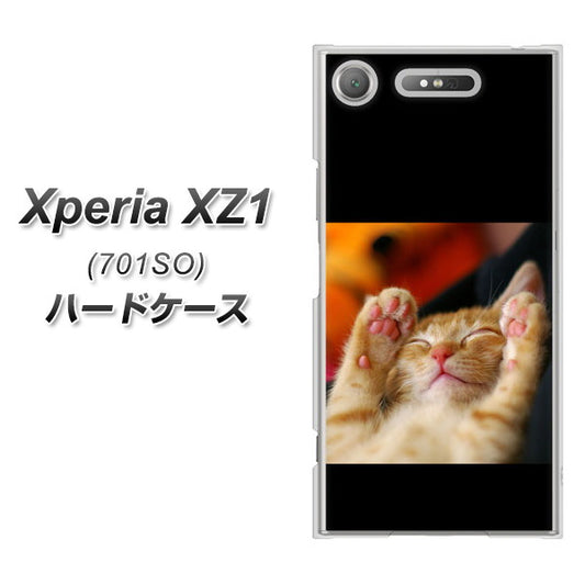 SoftBank エクスペリア XZ1 701SO 高画質仕上げ 背面印刷 ハードケース【VA804 爆睡するネコ】