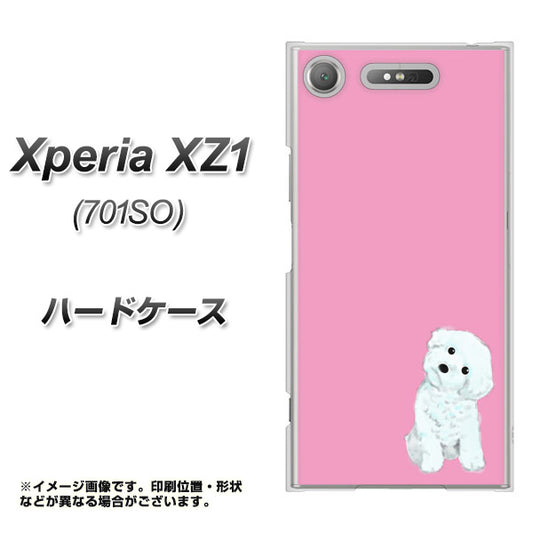 SoftBank エクスペリア XZ1 701SO 高画質仕上げ 背面印刷 ハードケース【YJ069 トイプードルホワイト(ピンク)】