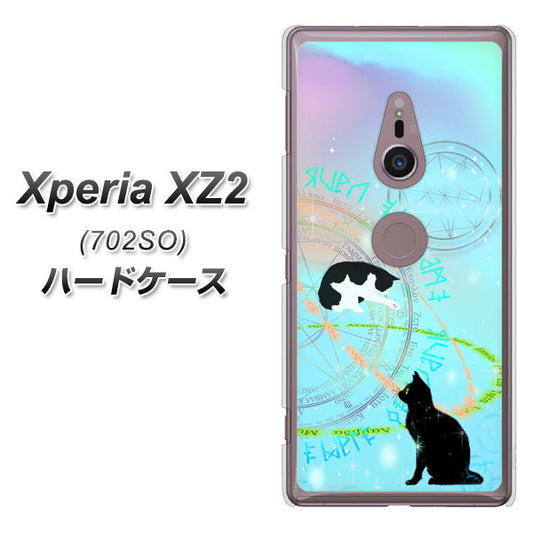 SoftBank エクスペリア XZ2 702SO 高画質仕上げ 背面印刷 ハードケース【YJ329 魔法陣猫　キラキラ　パステル】