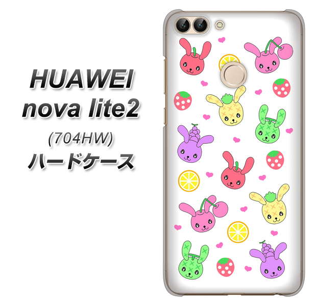 SoftBank HUAWEI nova lite 2 704HW 高画質仕上げ 背面印刷 ハードケース【AG826 フルーツうさぎのブルーラビッツ(白)】