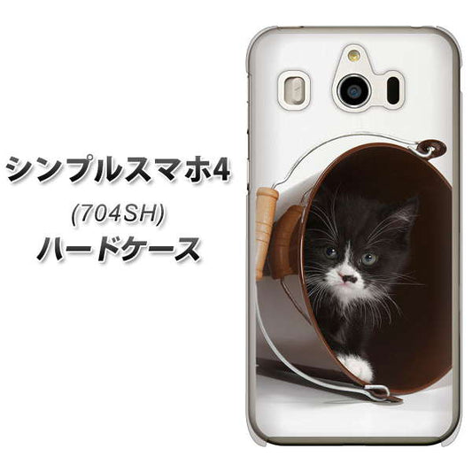 SoftBank シンプルスマホ4 704SH 高画質仕上げ 背面印刷 ハードケース【VA800 ネコとバケツ】
