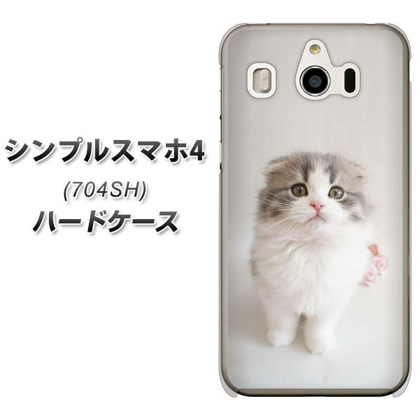 SoftBank シンプルスマホ4 704SH 高画質仕上げ 背面印刷 ハードケース【VA803 まっていますネコ】