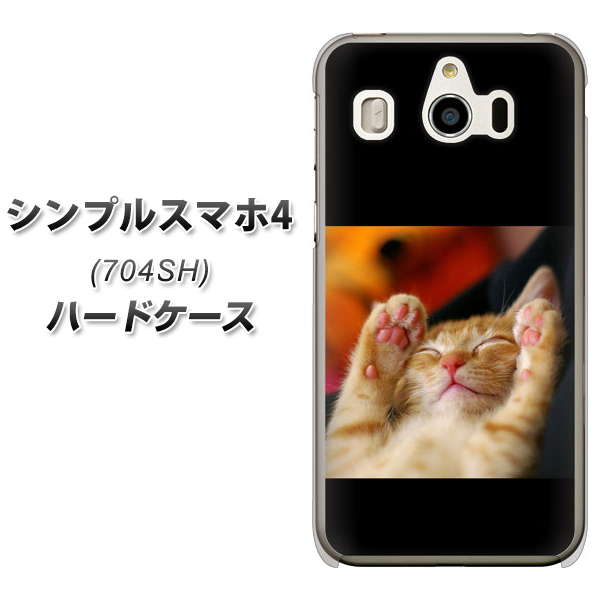 SoftBank シンプルスマホ4 704SH 高画質仕上げ 背面印刷 ハードケース【VA804 爆睡するネコ】