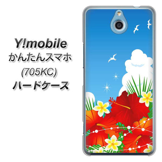Y!mobile かんたんスマホ 705KC 高画質仕上げ 背面印刷 ハードケース【VA821 ハイビスカスと青空】