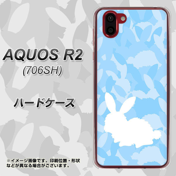 softbank アクオス R2 706SH 高画質仕上げ 背面印刷 ハードケース【AG805 うさぎ迷彩風(水色)】