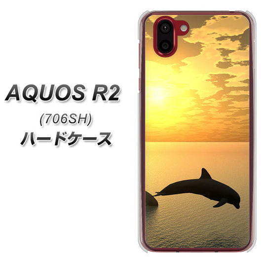 AQUOS R2 706SH SoftBank VA845 夕暮れのドルフィン ハードケース 背面印刷