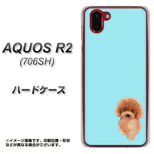softbank アクオス R2 706SH 高画質仕上げ 背面印刷 ハードケース【YJ050 トイプードルレッド(ブルー)】