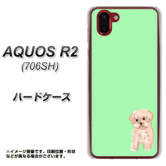 softbank アクオス R2 706SH 高画質仕上げ 背面印刷 ハードケース【YJ063 トイプードルアプリコット(グリーン)】