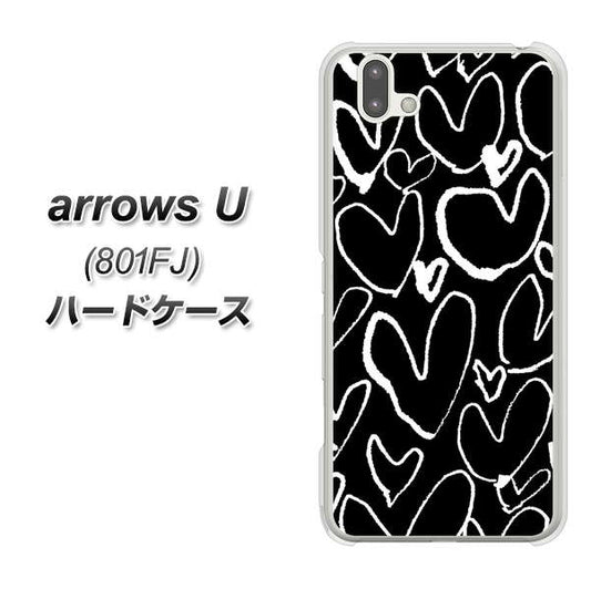 softbank arrows U 801FJ 高画質仕上げ 背面印刷 ハードケース【1124 ハート BK&WH】