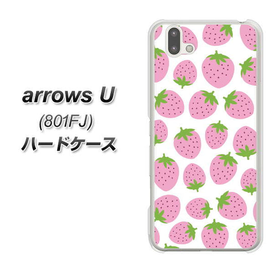 softbank arrows U 801FJ 高画質仕上げ 背面印刷 ハードケース【SC809 小さいイチゴ模様 ピンク】