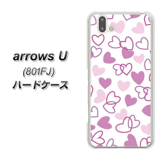 softbank arrows U 801FJ 高画質仕上げ 背面印刷 ハードケース【VA928 ハートがいっぱい パープル】
