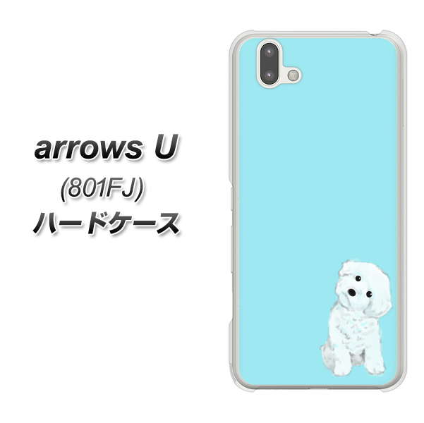 softbank arrows U 801FJ 高画質仕上げ 背面印刷 ハードケース【YJ070 トイプードルホワイト(ブルー)】