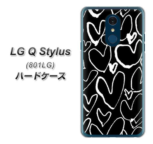 Y!mobile LG Q Stylus 801LG 高画質仕上げ 背面印刷 ハードケース【1124 ハート BK&WH】