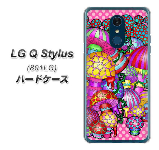 Y!mobile LG Q Stylus 801LG 高画質仕上げ 背面印刷 ハードケース【AG806 きのこ(ピンク)】