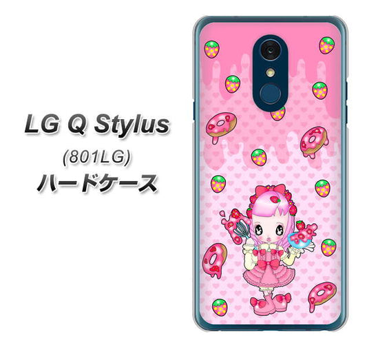 Y!mobile LG Q Stylus 801LG 高画質仕上げ 背面印刷 ハードケース【AG816 ストロベリードーナツ(水玉ピンク)】