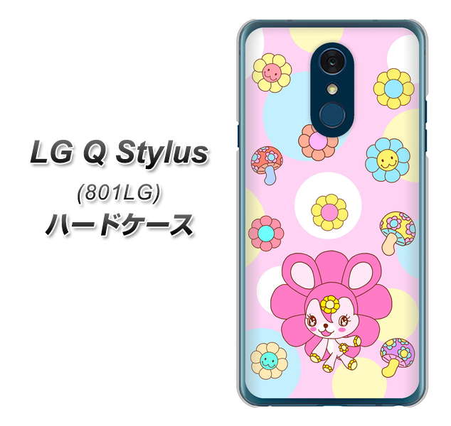 Y!mobile LG Q Stylus 801LG 高画質仕上げ 背面印刷 ハードケース【AG823 フラワーうさぎのフラッピョン(ピンク)】