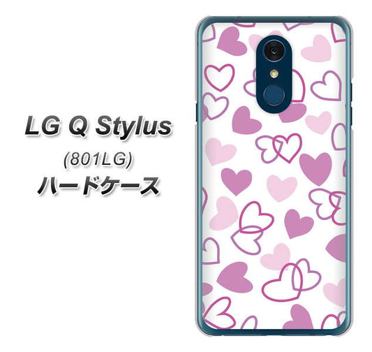 Y!mobile LG Q Stylus 801LG 高画質仕上げ 背面印刷 ハードケース【VA928 ハートがいっぱい パープル】