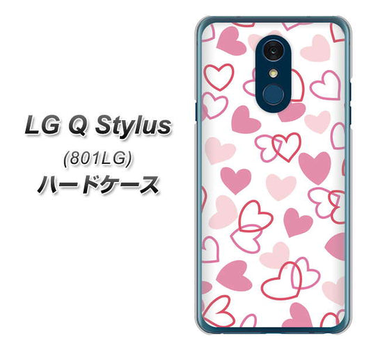 Y!mobile LG Q Stylus 801LG 高画質仕上げ 背面印刷 ハードケース【VA929 ハートがいっぱい ピンク】