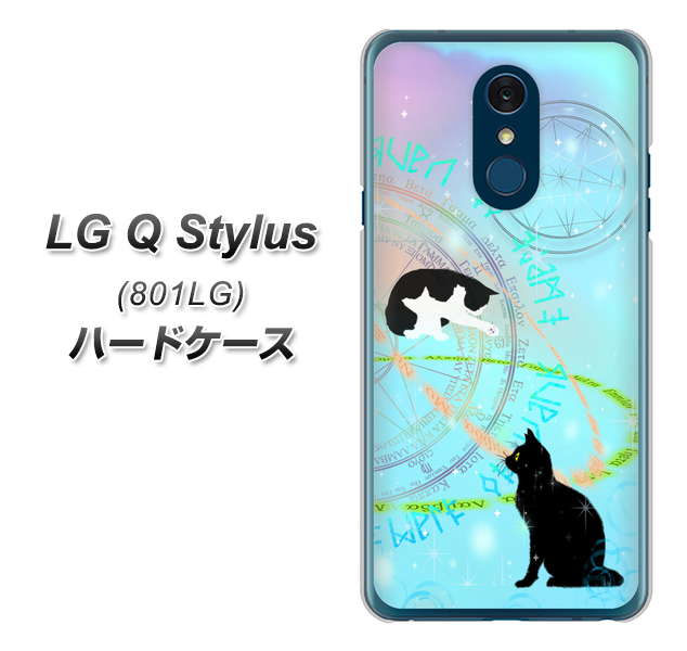 Y!mobile LG Q Stylus 801LG 高画質仕上げ 背面印刷 ハードケース【YJ329 魔法陣猫 キラキラ パステル】