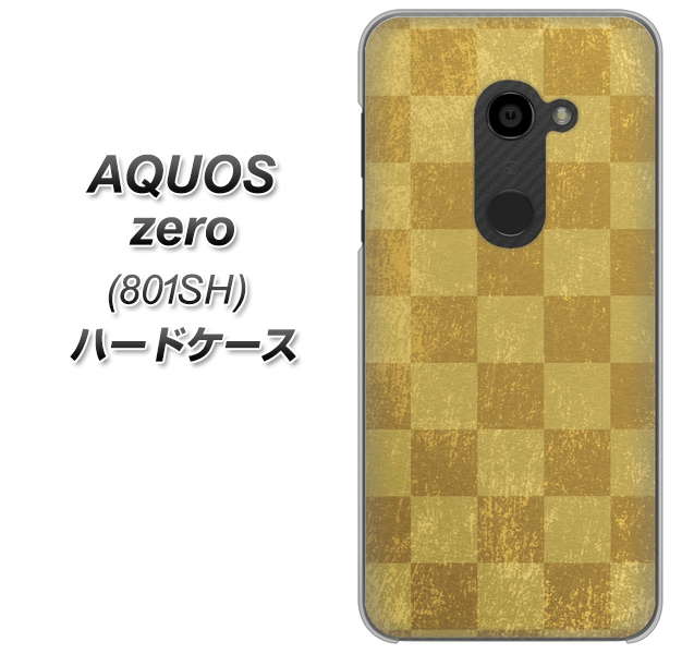 SoftBank アクオスゼロ 801SH 高画質仕上げ 背面印刷 ハードケース【619 市松模様-金(骨董風に傷んだイメージ)】