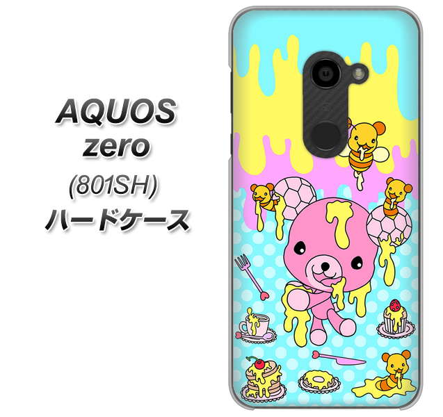 SoftBank アクオスゼロ 801SH 高画質仕上げ 背面印刷 ハードケース【AG821 ハニベア(水玉水色)】