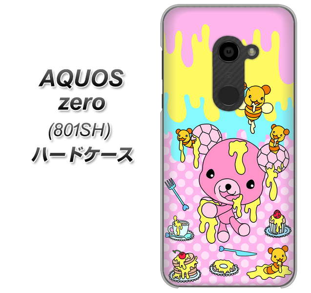 SoftBank アクオスゼロ 801SH 高画質仕上げ 背面印刷 ハードケース【AG822 ハニベア(水玉ピンク)】