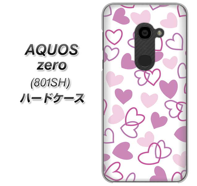SoftBank アクオスゼロ 801SH 高画質仕上げ 背面印刷 ハードケース【VA928 ハートがいっぱい パープル】
