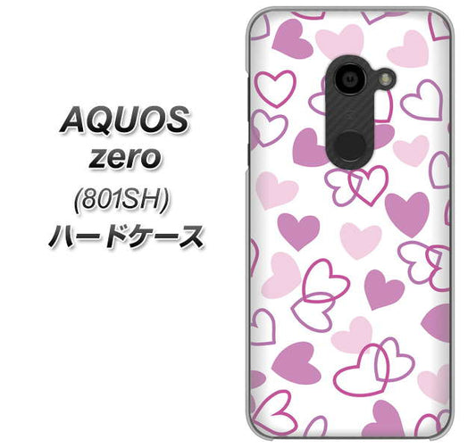 SoftBank アクオスゼロ 801SH 高画質仕上げ 背面印刷 ハードケース【VA928 ハートがいっぱい パープル】