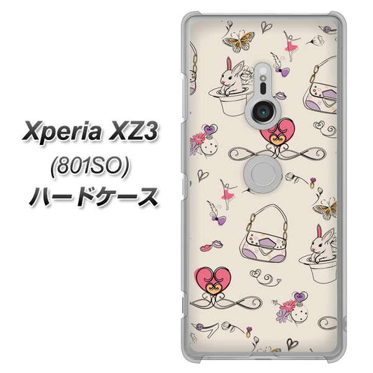 SoftBank エクスペリア XZ3 801SO 高画質仕上げ 背面印刷 ハードケース【705 うさぎとバッグ】