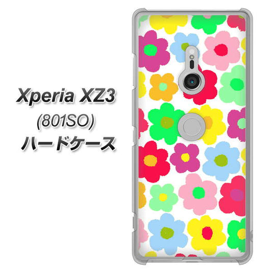 SoftBank エクスペリア XZ3 801SO 高画質仕上げ 背面印刷 ハードケース【758 ルーズフラワーカラフル】