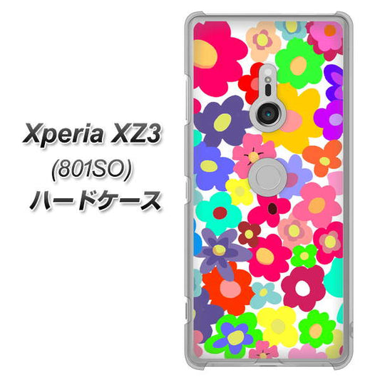 SoftBank エクスペリア XZ3 801SO 高画質仕上げ 背面印刷 ハードケース【782 春のルーズフラワーWH】