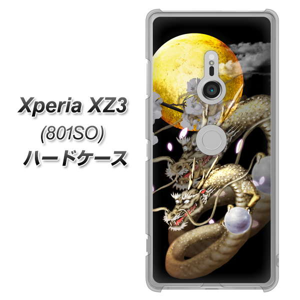 SoftBank エクスペリア XZ3 801SO 高画質仕上げ 背面印刷 ハードケース【1003 月と龍】